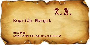 Kuprián Margit névjegykártya