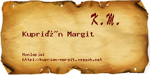 Kuprián Margit névjegykártya